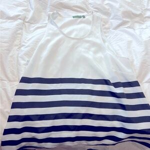 The Letter Womens White Black Striped Satin Split Back Tank Top Small